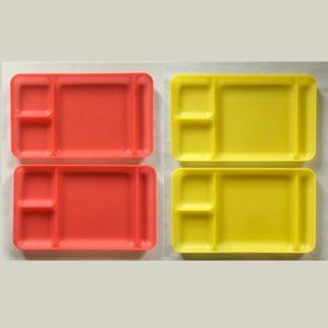 Tupperware Divided Dining Trays Set of 4 Guava Yellow New